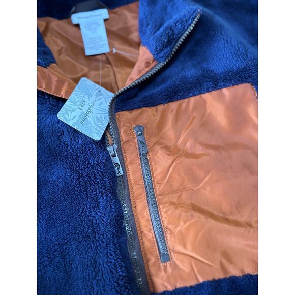 NWT Boys‎ Tommy Bahama Navy Blue Brown Sherpa Fleece Jacket Full Zip Size XXL - Picture 5 of 9